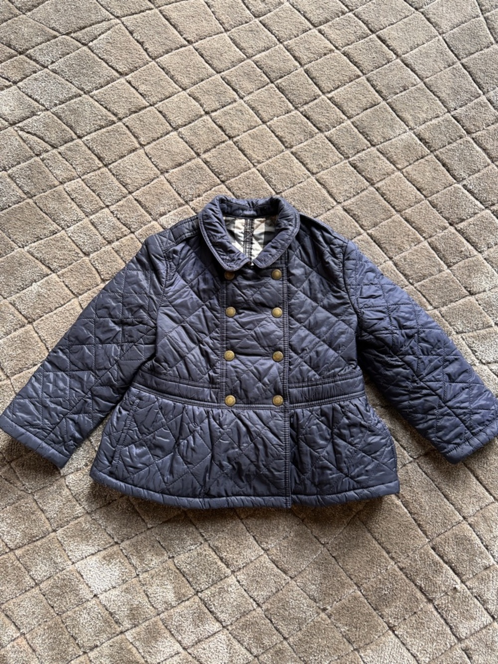 Burberry Navy Quilted Double-Breasted Girls' Jacket